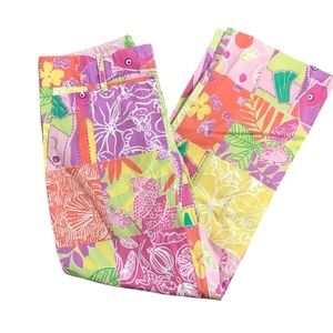 LILLY PULITZER Frog / Fish / Flowers Patchwork Capri Pants Size 6 — VINTAGE!!!